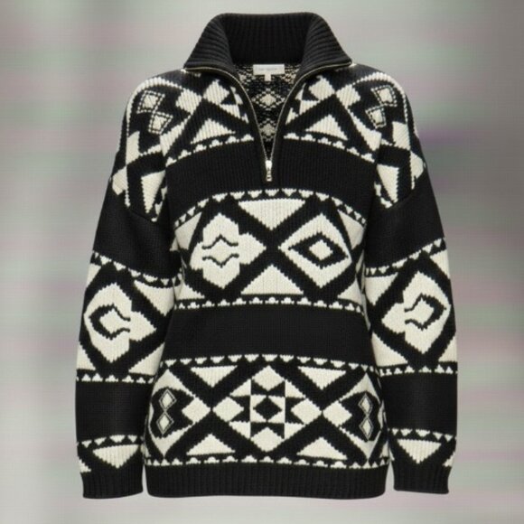 Vintage 90s "The Bay" 100% Lambswool OVERSIZED Nordic Tribal Heritage Sweater-M - Picture 3 of 16